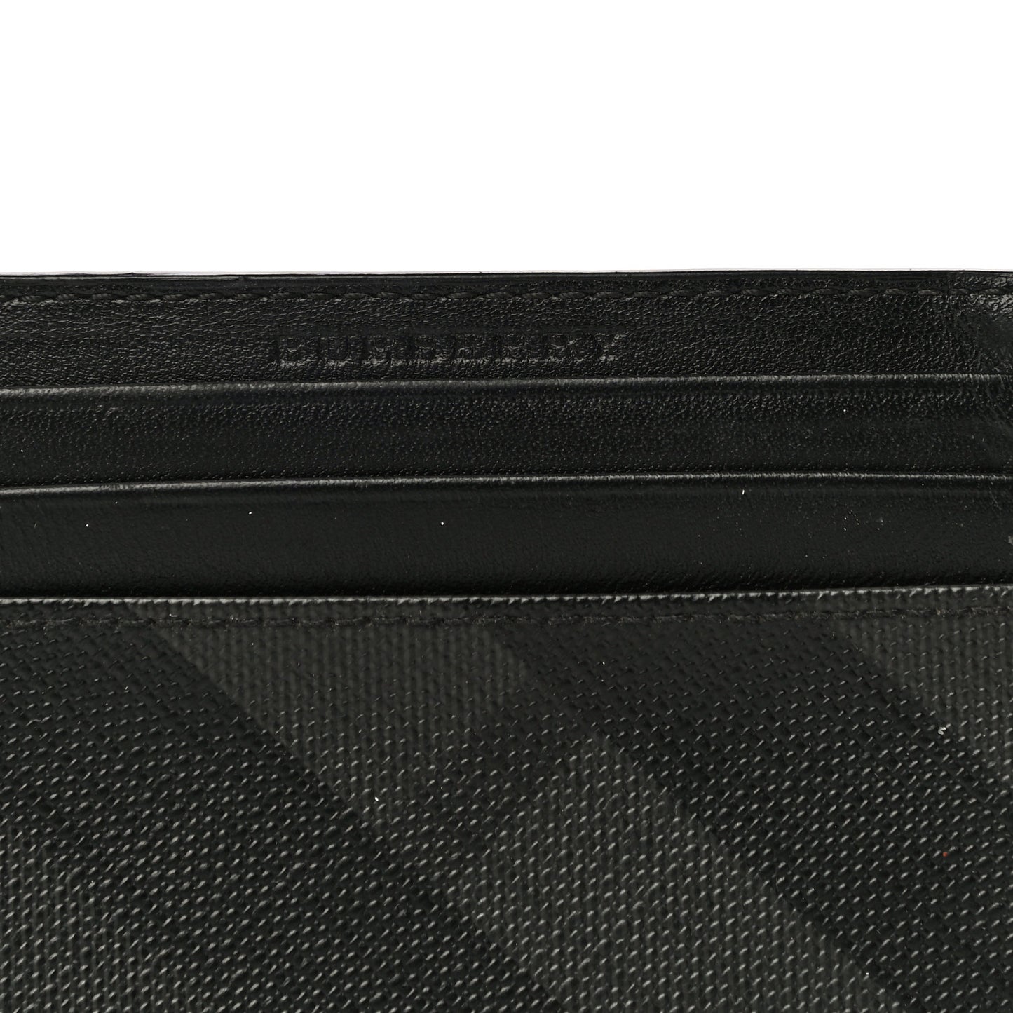 Grained Calfskin London Check Money Clip Card Case Navy Black