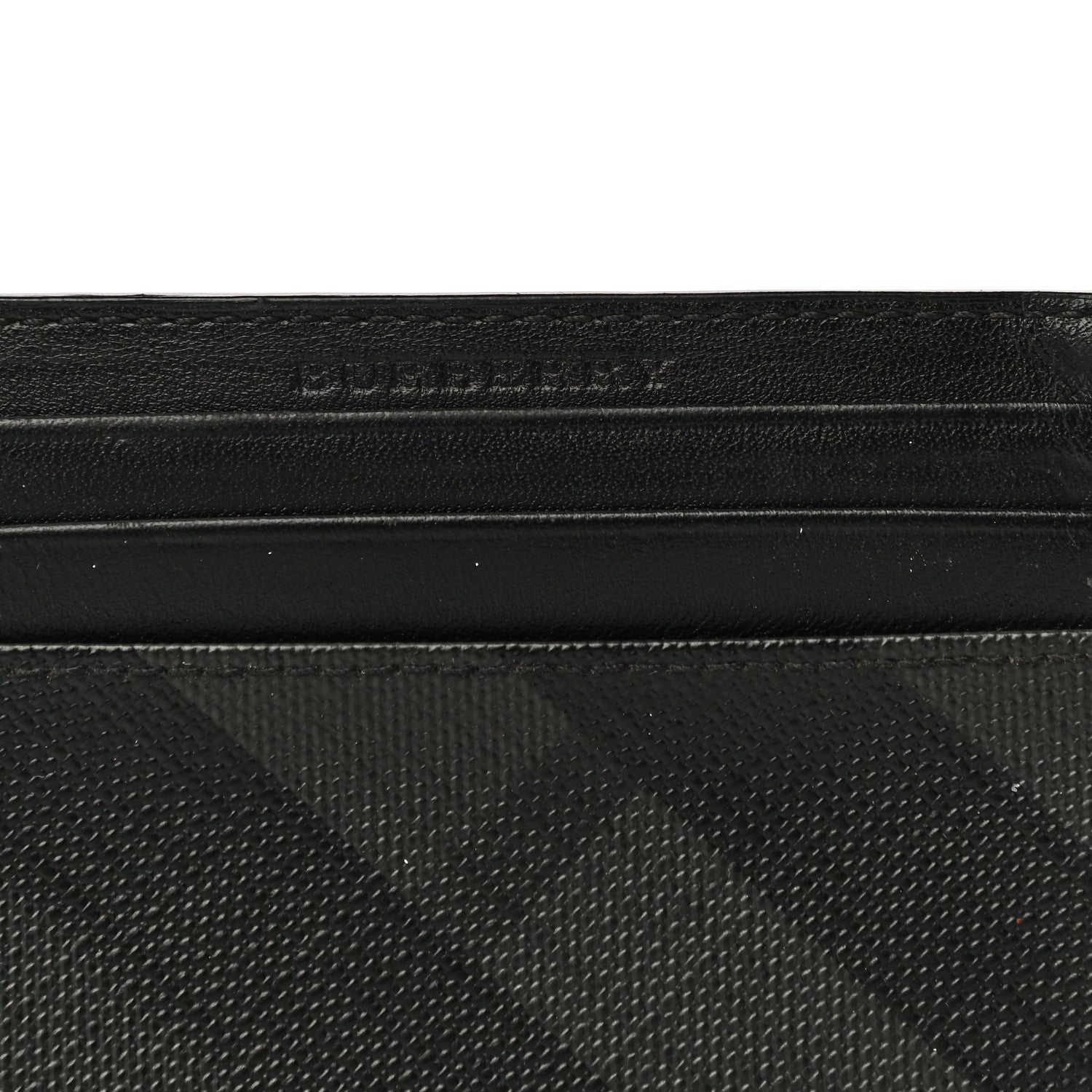 Burberry Grained Calfskin London Check Money Clip Card Case Navy Black 6 of 10