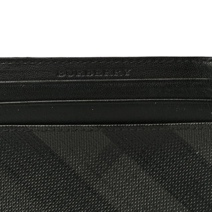 Burberry Grained Calfskin London Check Money Clip Card Case Navy Black 6 of 10