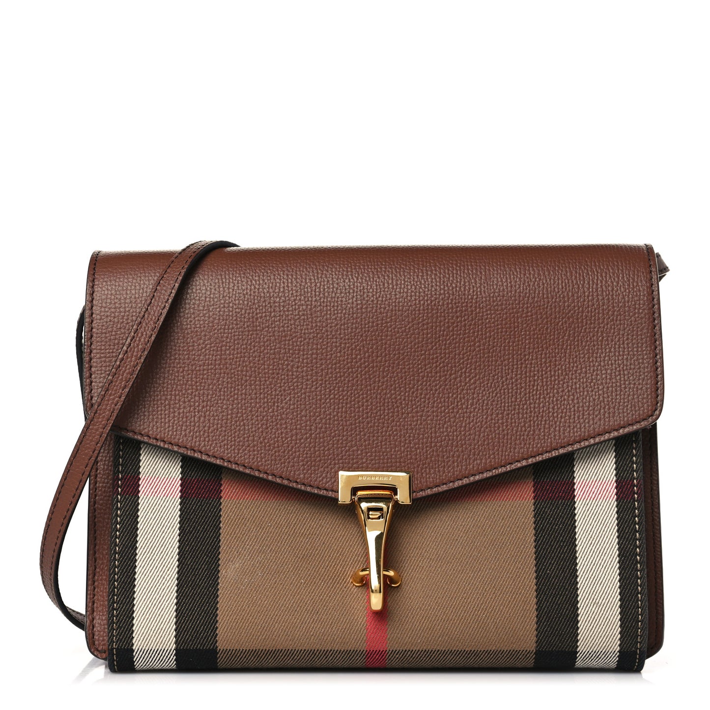 Derby Calfskin House Check Small Macken Crossbody Bag Tan