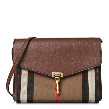 Burberry Derby Calfskin House Check Small Macken Crossbody Bag Tan 1 of 10