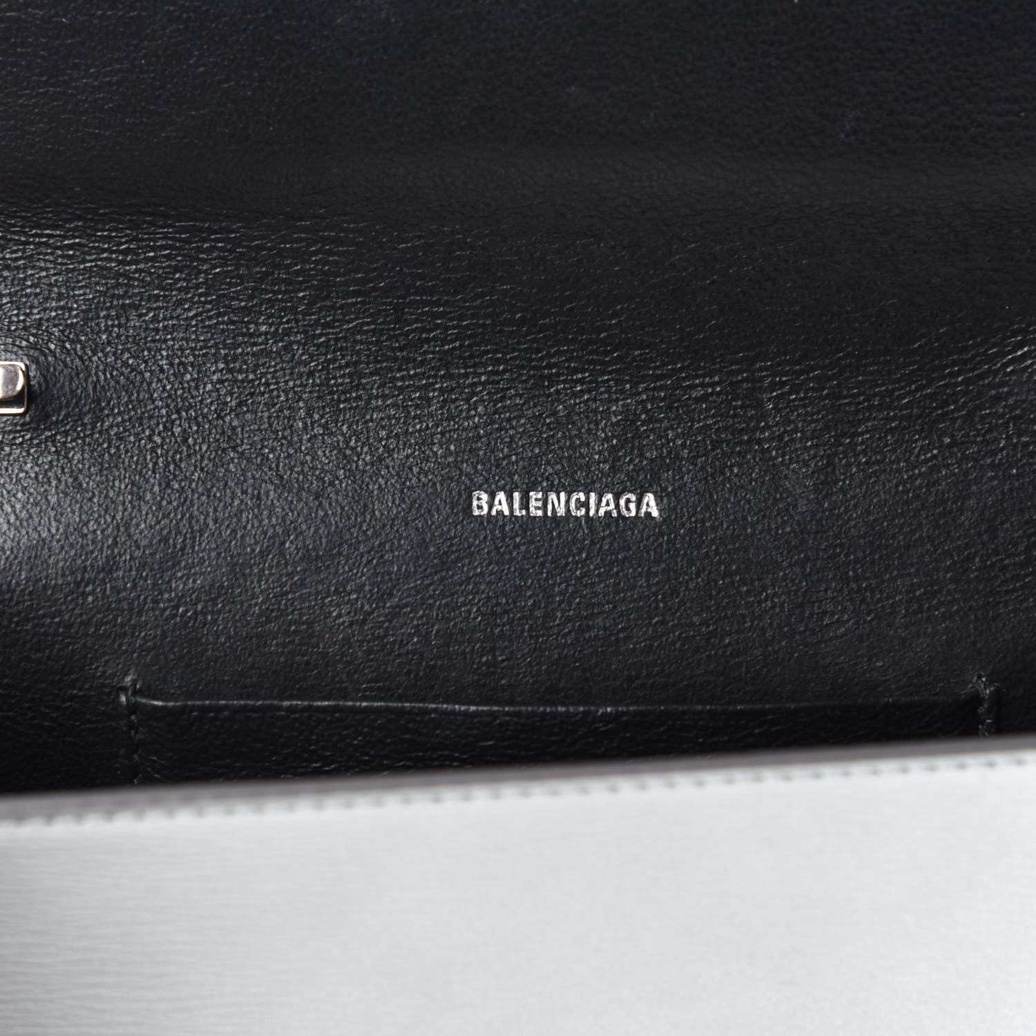 Balenciaga Metallic Grained Calfskin BB Phone Holder Wallet On Chain Silver 12 of 20