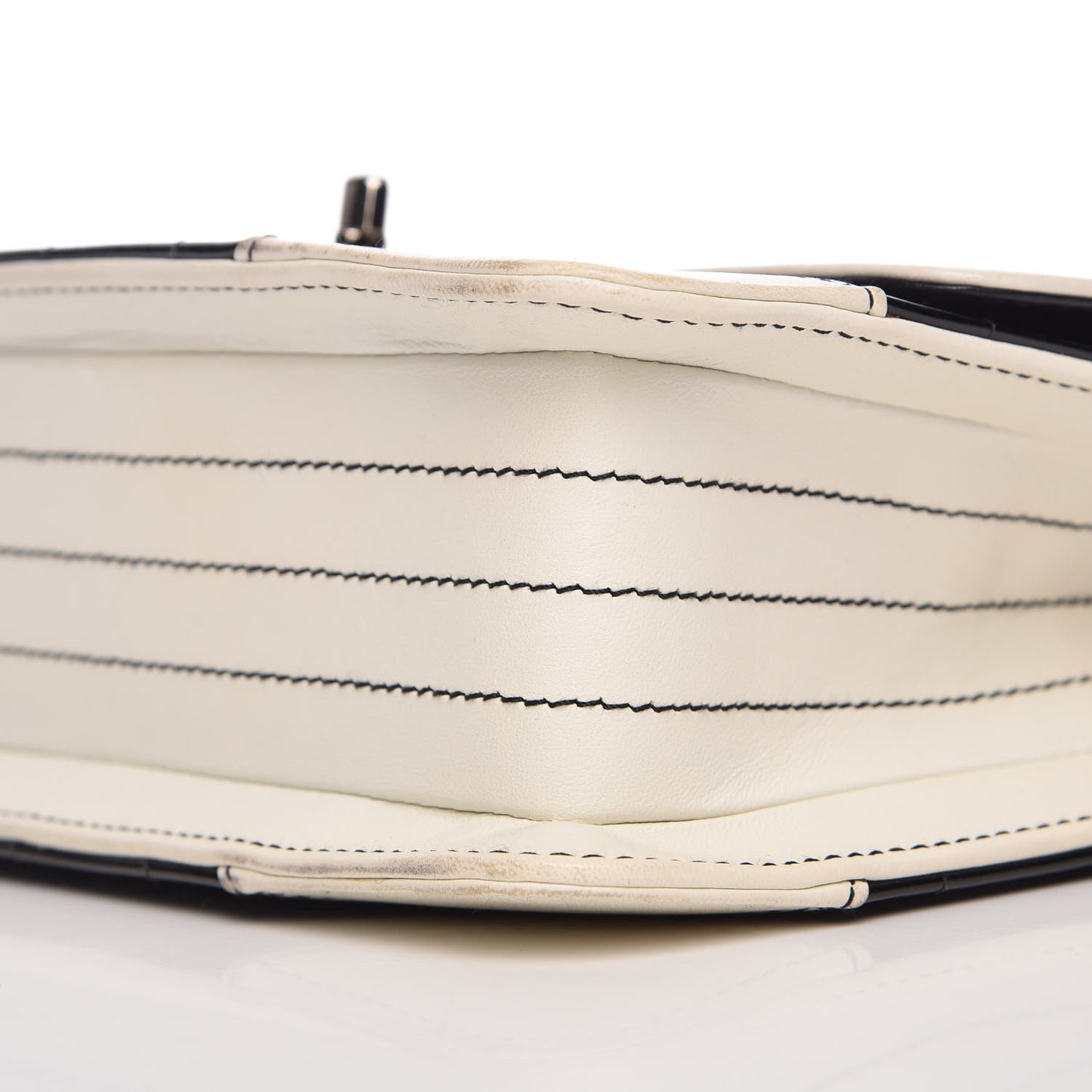 Lambskin Patent Chocolate Bar Flap Black White