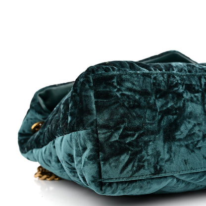 Saint Laurent Crushed Velvet Quilted Small Loulou Puffer Monogram Chain Satchel Emerald 9 of 12