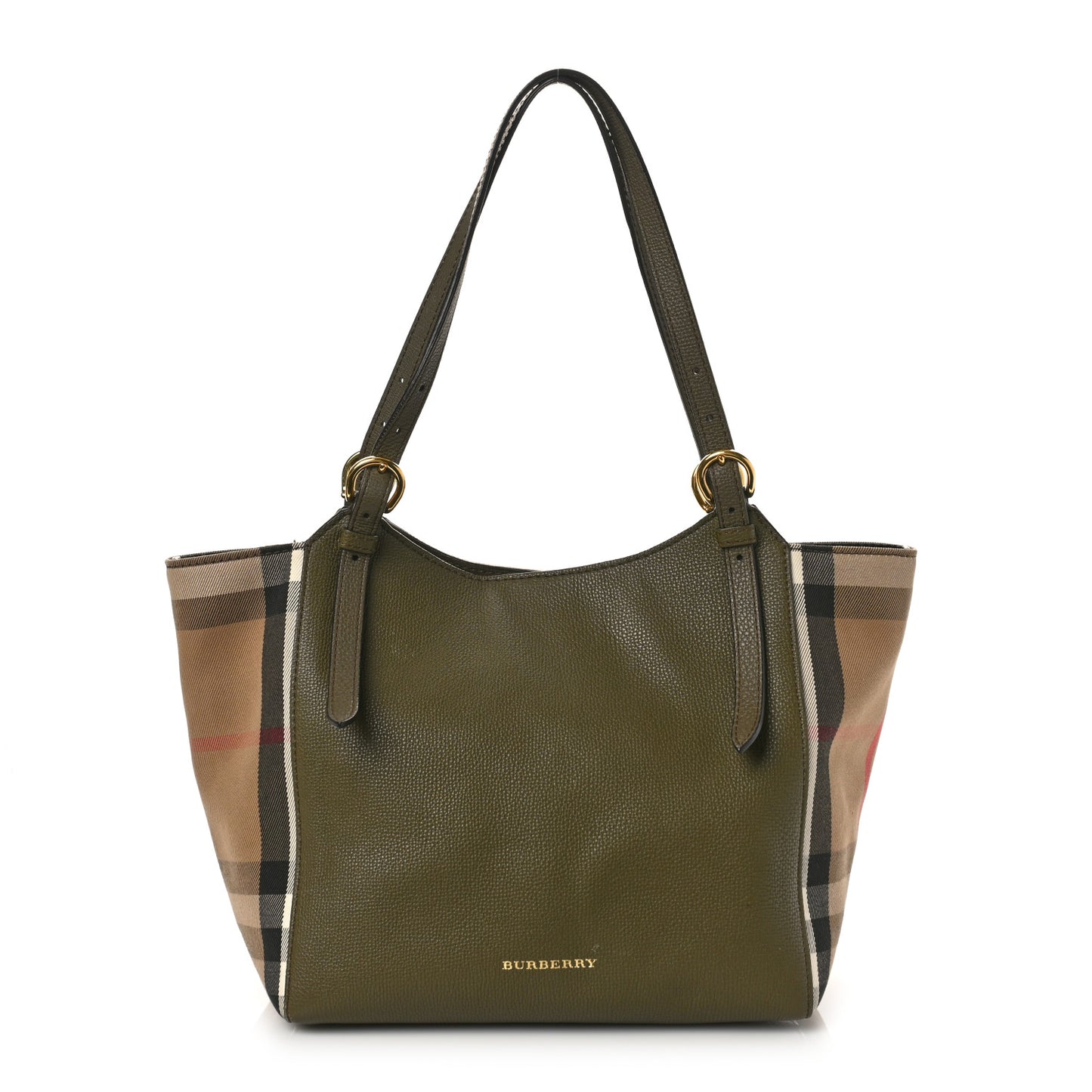Grainy Calfskin House Check Small Canterbury Olive Melange