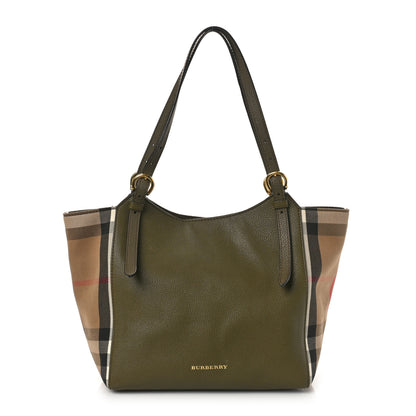 Burberry Grainy Calfskin House Check Small Canterbury Olive Melange 1 of 9