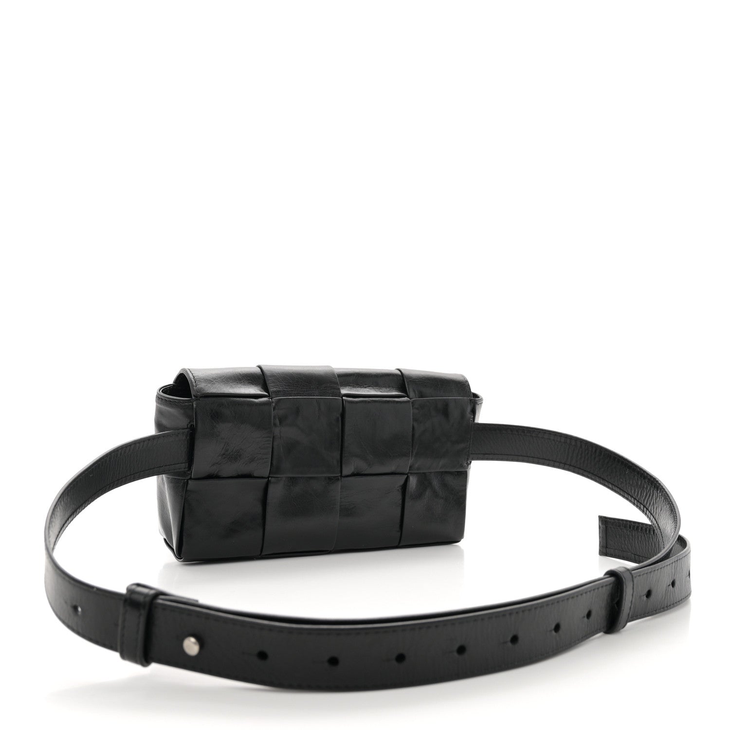 Bottega Veneta Paper Calfskin Maxi Intreccio The Belt Cassette Bag Black 3 of 10