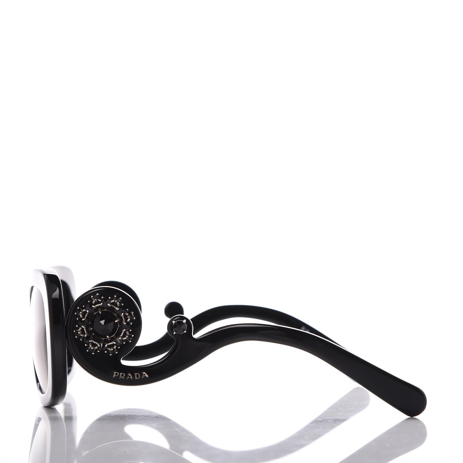 Prada Crystal Ornate Square Baroque Sunglasses SPR 33P Black 3 of 9