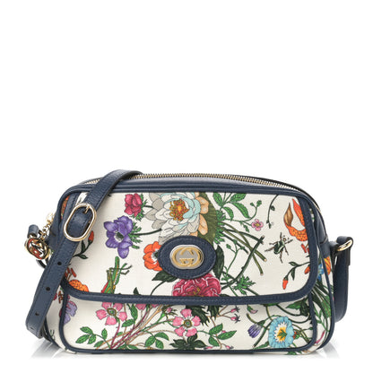 Gucci Canvas Flora Floral Shoulder Bag White Blue Agata Multicolor 1 of 8