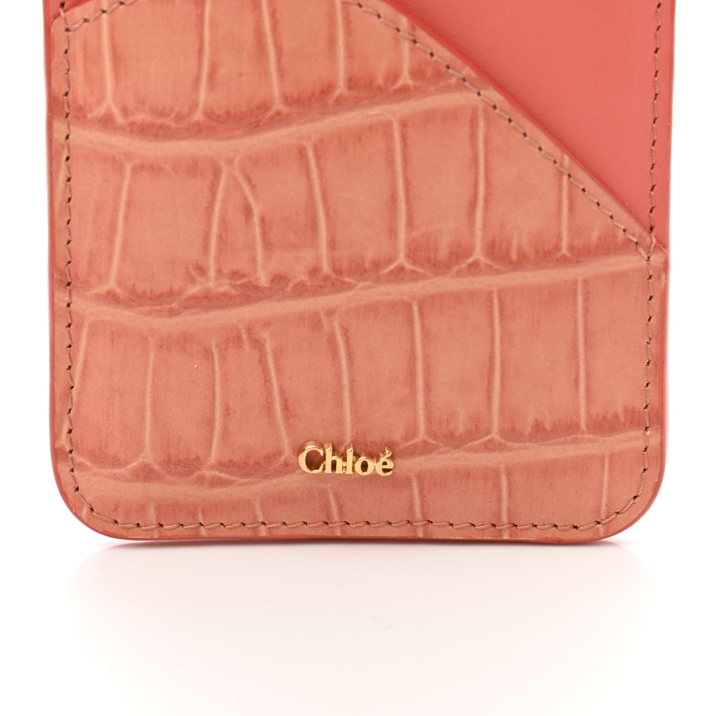 Calfskin Crocodile Embossed Walden Card Holder Tawny Orange