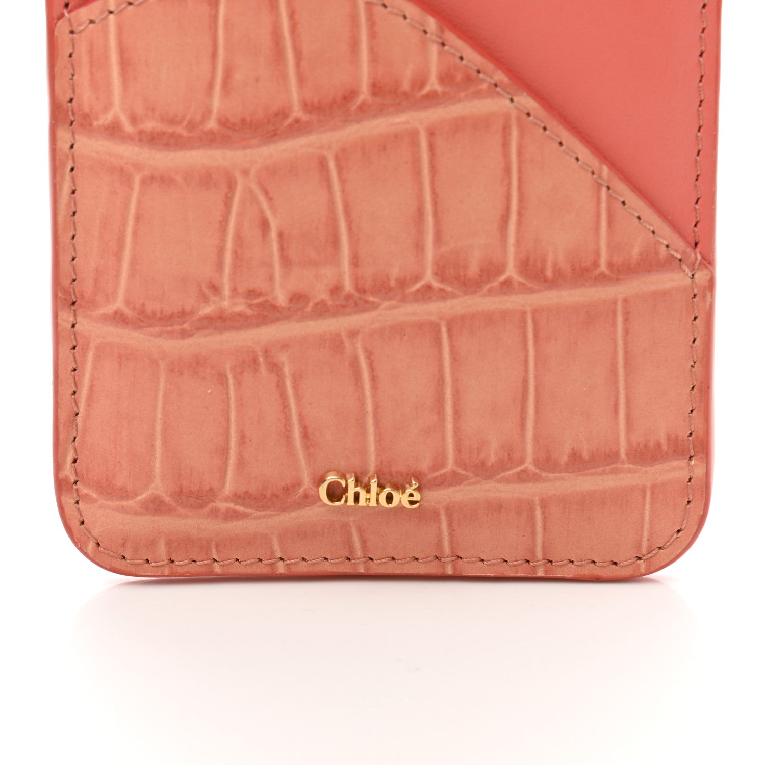 Chloe Calfskin Crocodile Embossed Walden Card Holder Tawny Orange 6 of 6