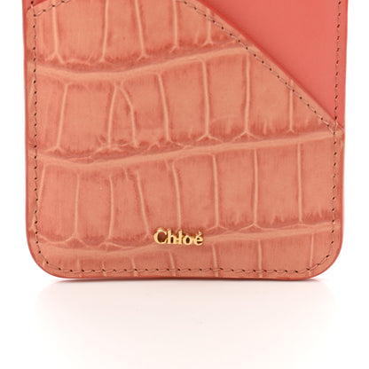 Chloe Calfskin Crocodile Embossed Walden Card Holder Tawny Orange 6 of 6