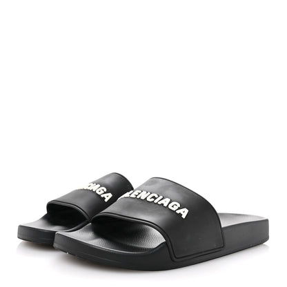 Balenciaga Rubber Womens Logo Pool Slide Sandals 40 Black 4 of 10