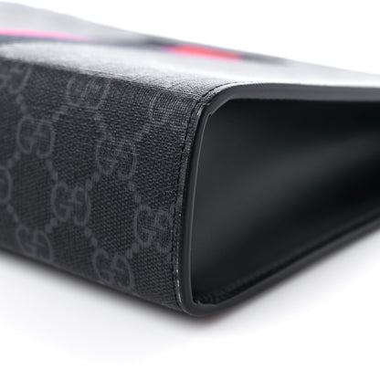 Gucci GG Supreme Monogram Selleria Calfskin Web New Web Cosmetic Case Black 9 of 11