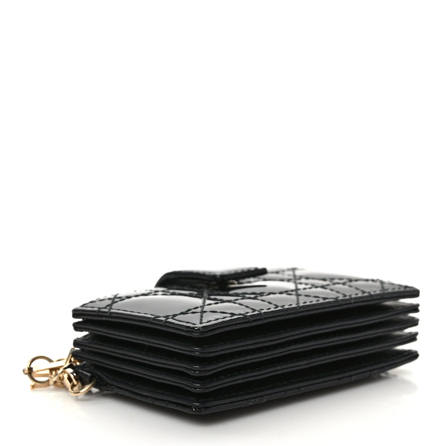 Christian Dior Patent Cannage Lady Dior 5-Gusset Card Holder Black 4 of 6