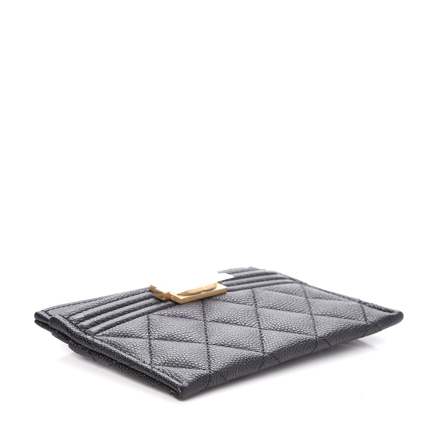 Caviar Quilted Boy Card Holder Black