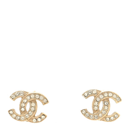 Chanel Crystal Mini Timeless CC Earrings Light Gold 1 of 5