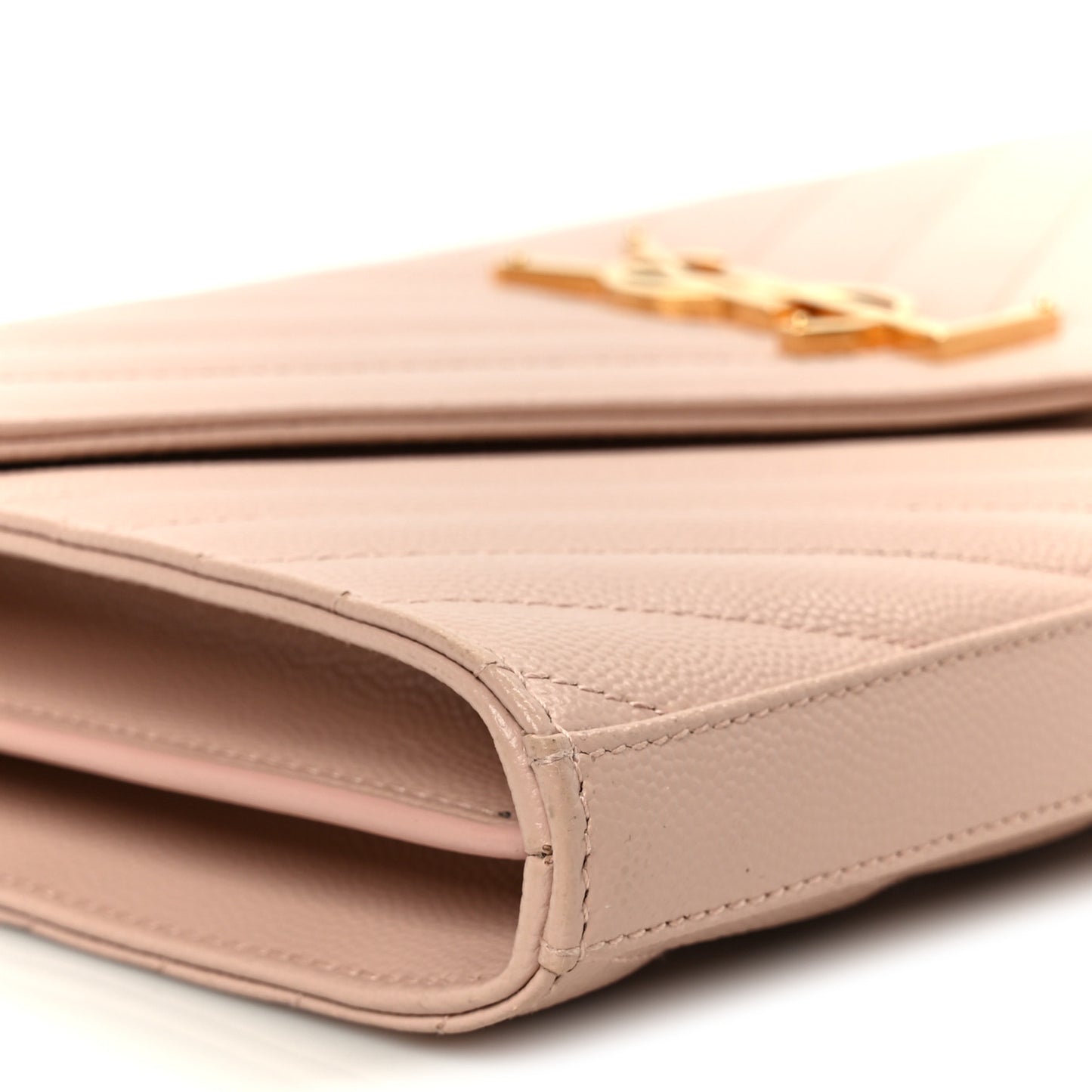 Grain De Poudre Matelasse Chevron Monogram Chain Wallet Pale Pink