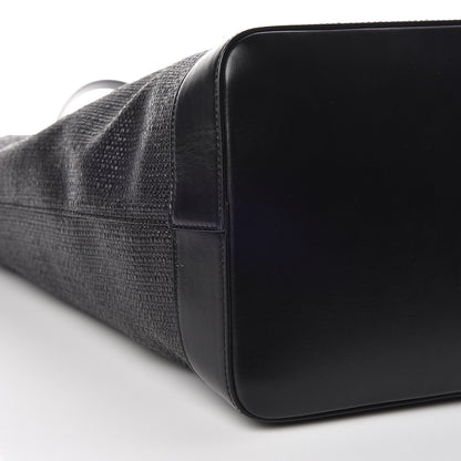 Saint Laurent Linen Canvas Teddy Shopping Bag Black 9 of 10