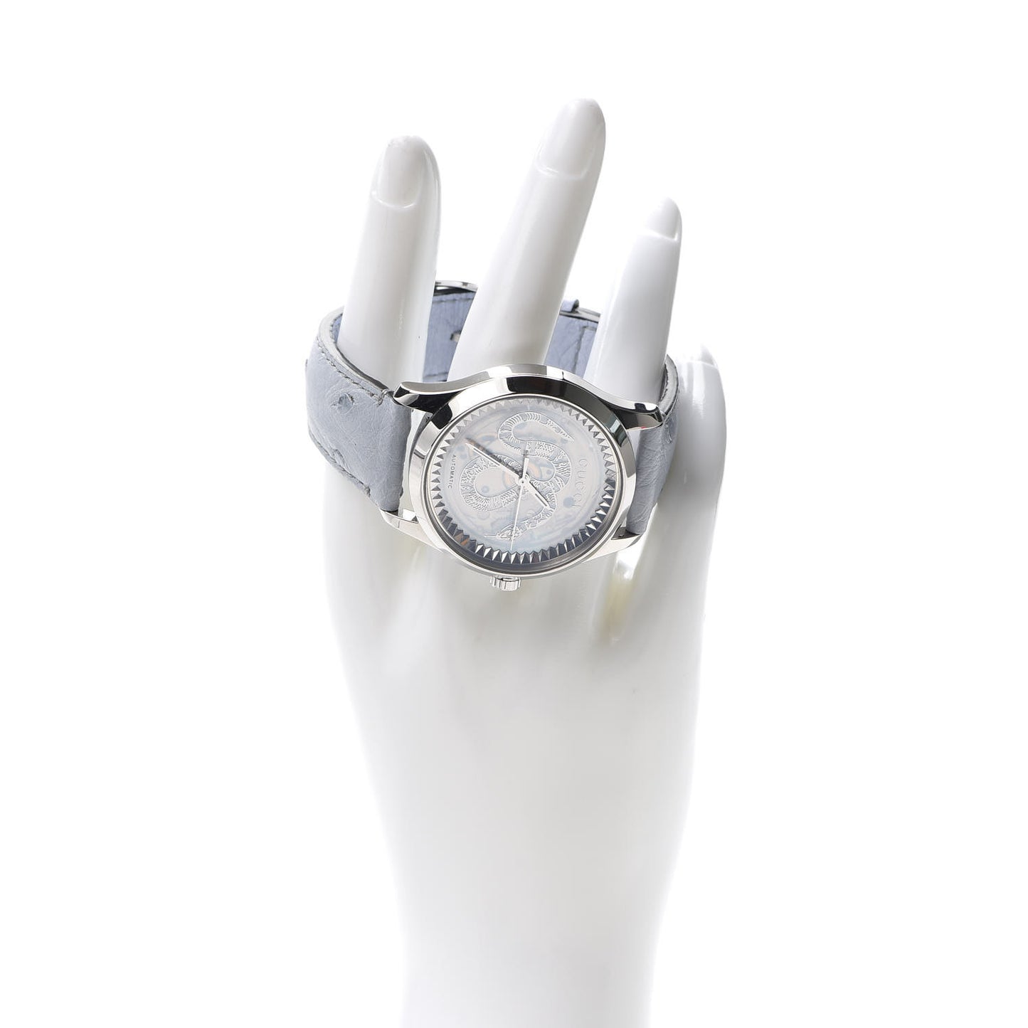 Stainless Steel Ostrich Blue Mother of Pearl 38mm G-Timeless Snake Automatic Watch
