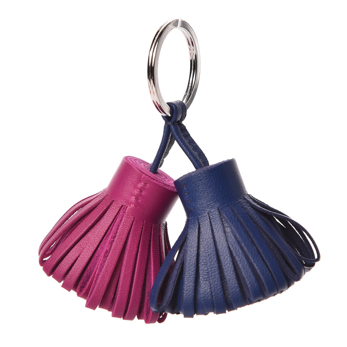 Lambskin Carmen Uno-Dos Key Holder Bleu Saphir Rose Pourpre