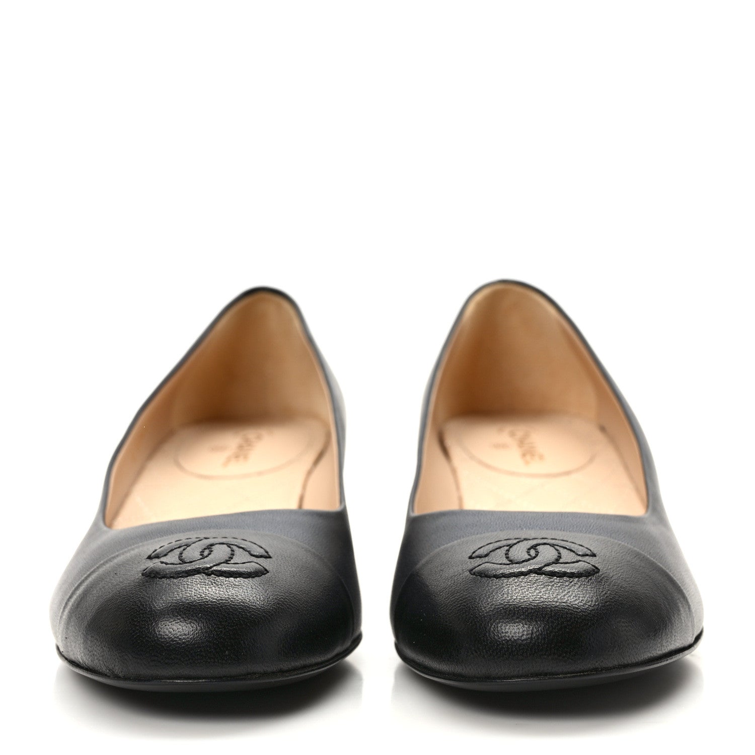 Chanel Lambskin Cap Toe CC Pumps 36.5 Navy Black 2 of 8