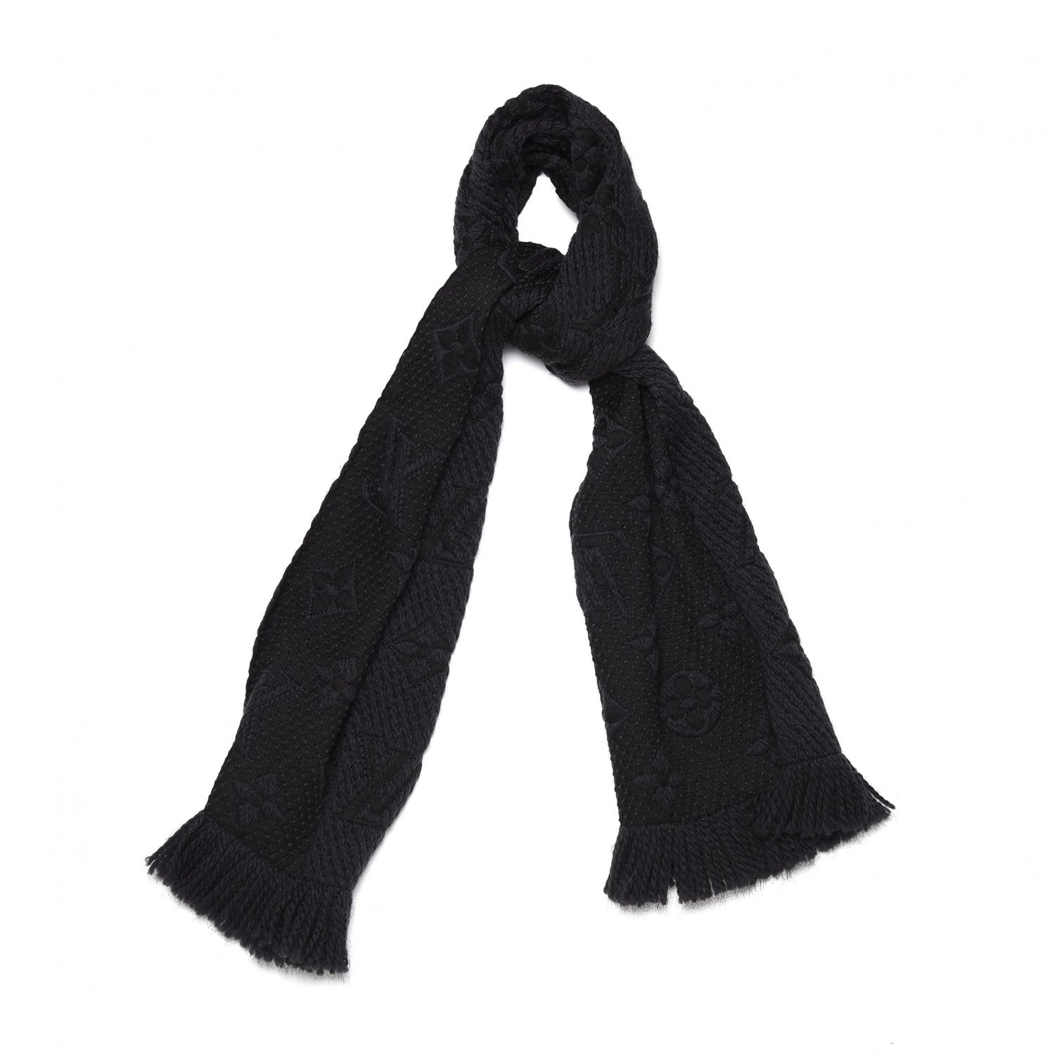 Louis Vuitton Wool Silk Logomania Scarf Charcoal Grey 1 of 4