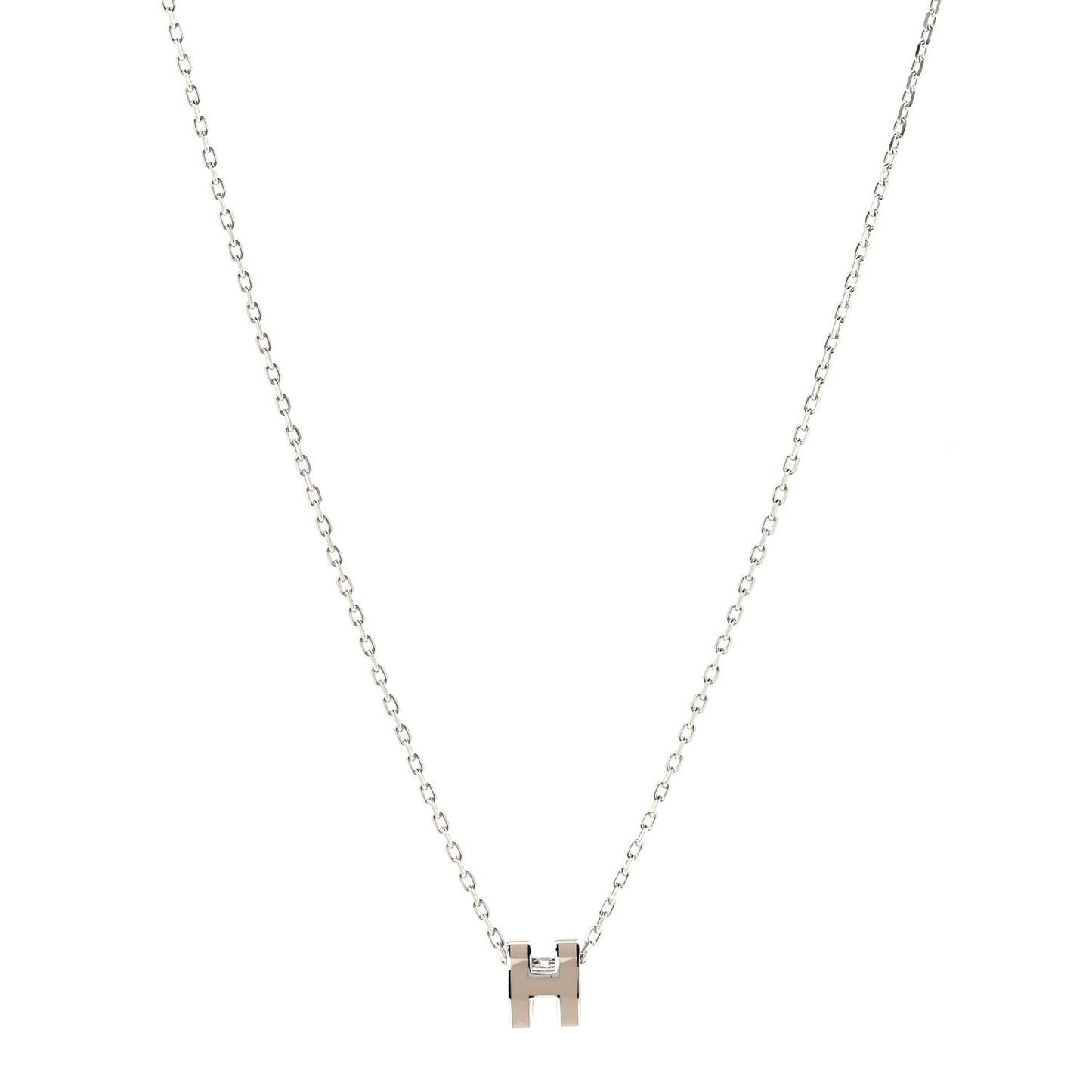 Palladium Mini Pop H Pendant Necklace Marron Glace