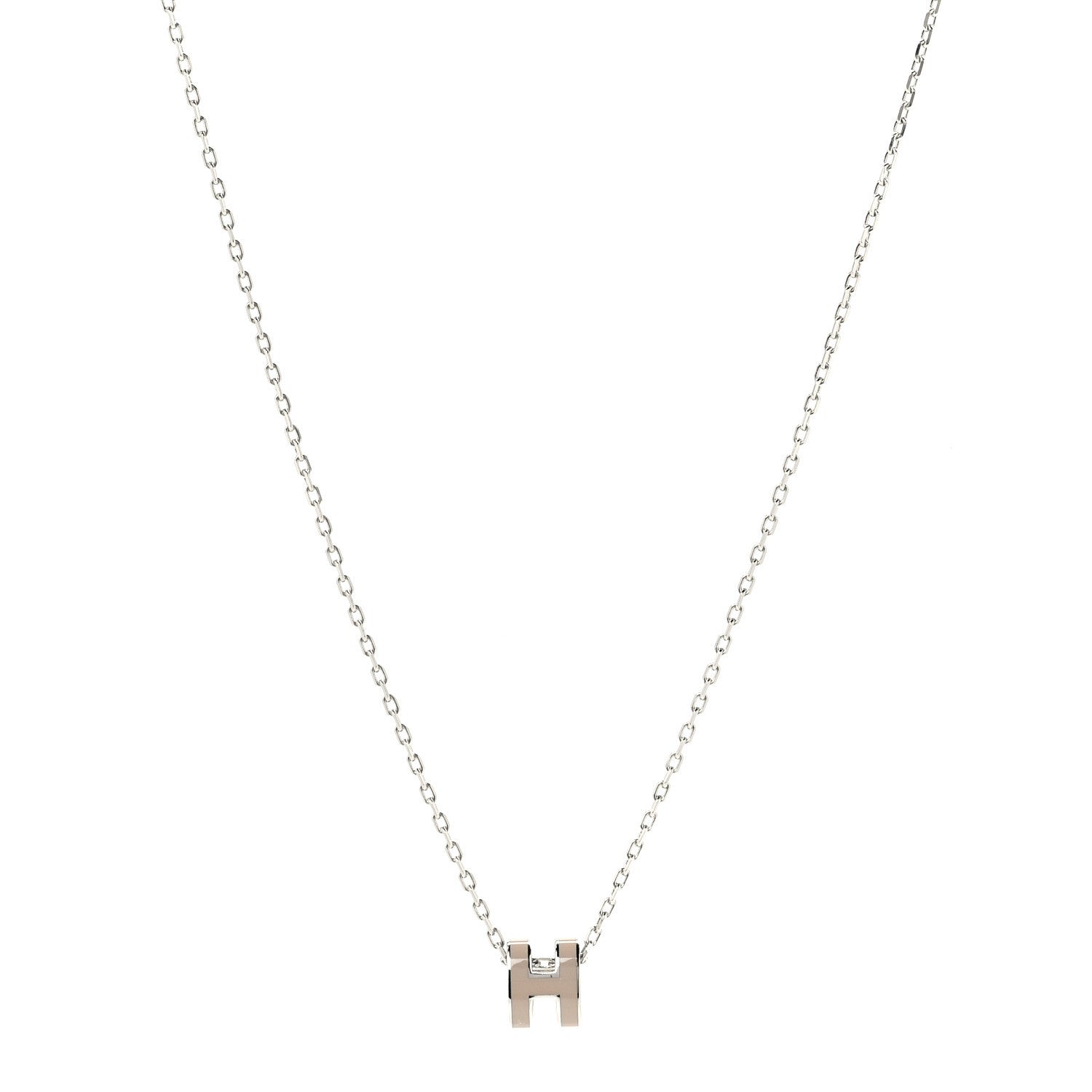 Hermes Palladium Mini Pop H Pendant Necklace Marron Glace 1 of 5