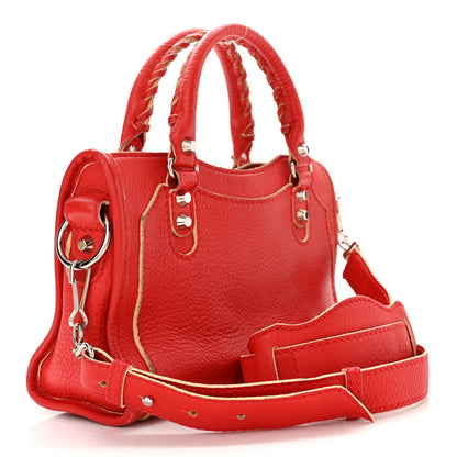 Balenciaga Supple Grained Calfskin Classic Silver Hardware Highlight Mini City Rouge Fraise 4 of 14