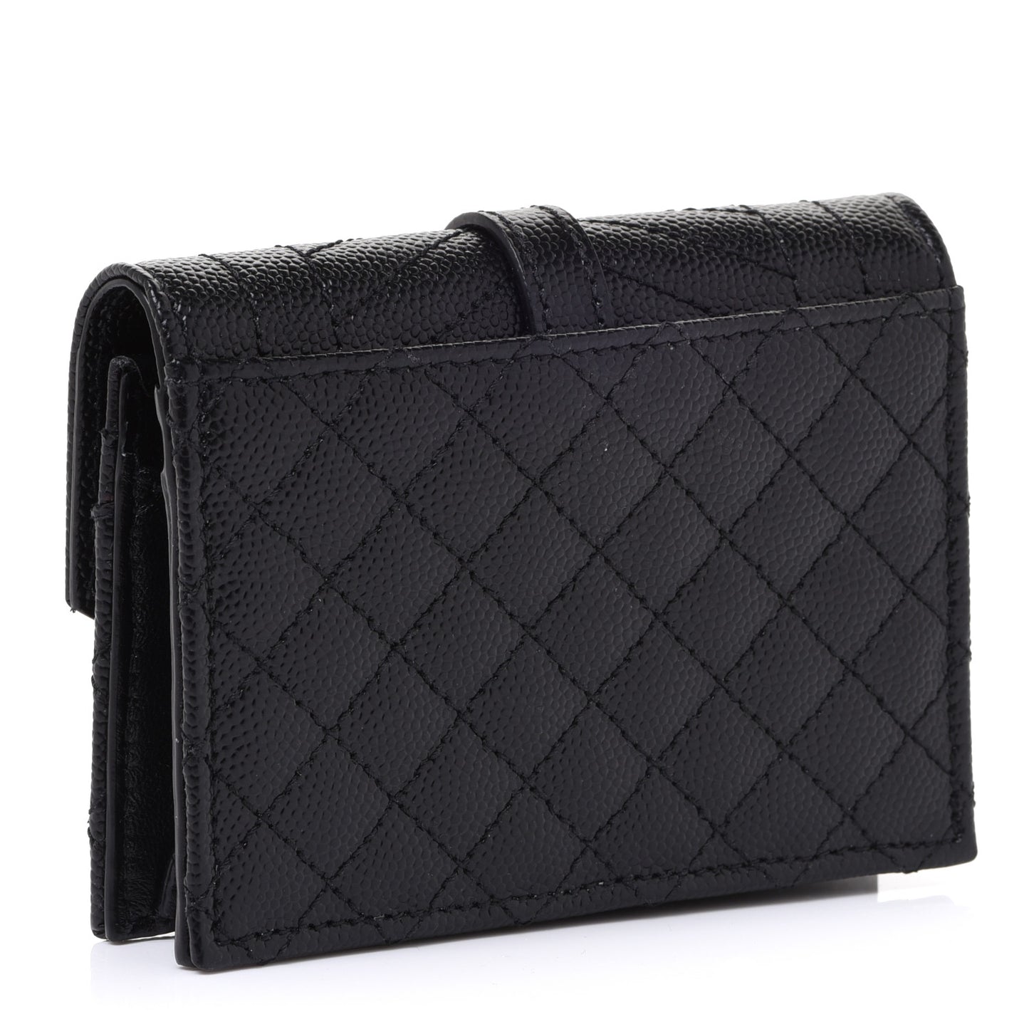 Grain De Poudre Textured Mixed Matelasse Triquilt Small Monogram Envelope Wallet Black