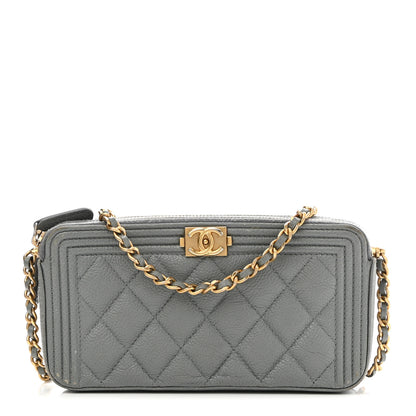 Chanel Caviar Quilted Small Boy Clutch With Chain Grey 1 of 18