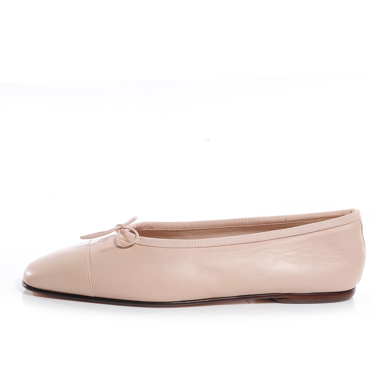 Chanel Lambskin CC Bow Flats Beige 38 1 of 7
