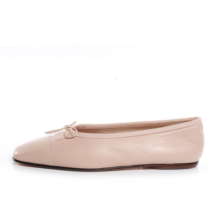 Chanel Lambskin CC Bow Flats Beige 38 1 of 7