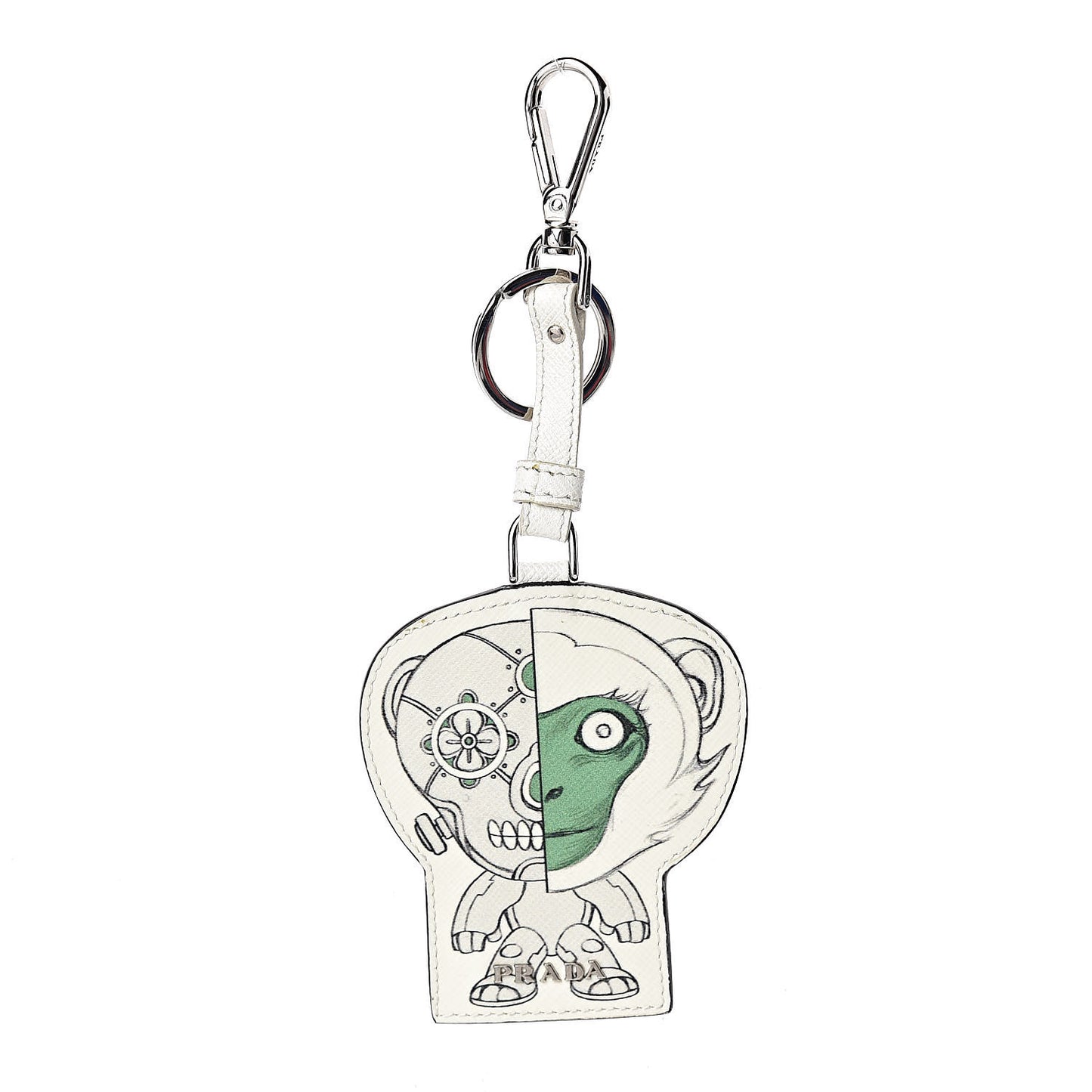 X JAMES JEAN Saffiano Metal Robot Monkey Keychain Verde