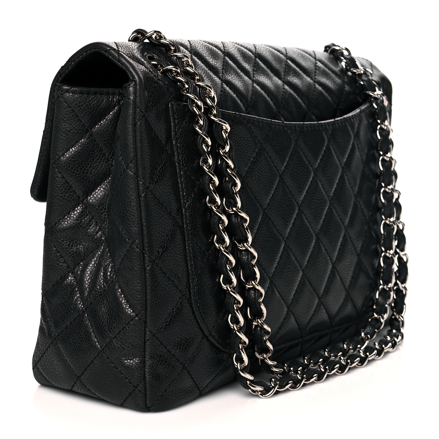 Chanel Washed Caviar Quilted Maxi Single Flap Black 3 of 13
