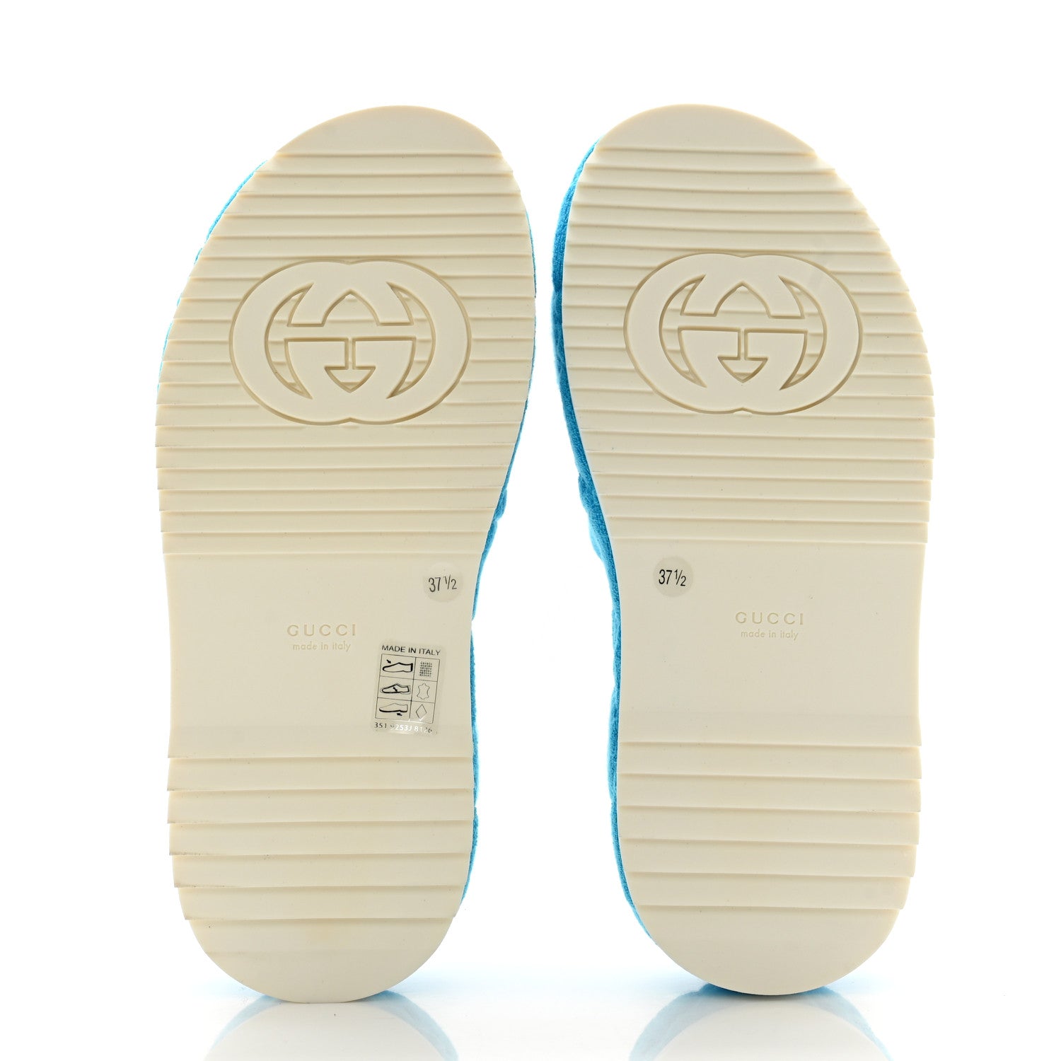 Gucci Terry Cloth GG Monogram Angelina Platform 55mm Slide Sandals 37.5 Azure 5 of 11