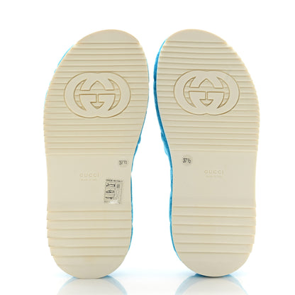 Gucci Terry Cloth GG Monogram Angelina Platform 55mm Slide Sandals 37.5 Azure 5 of 11