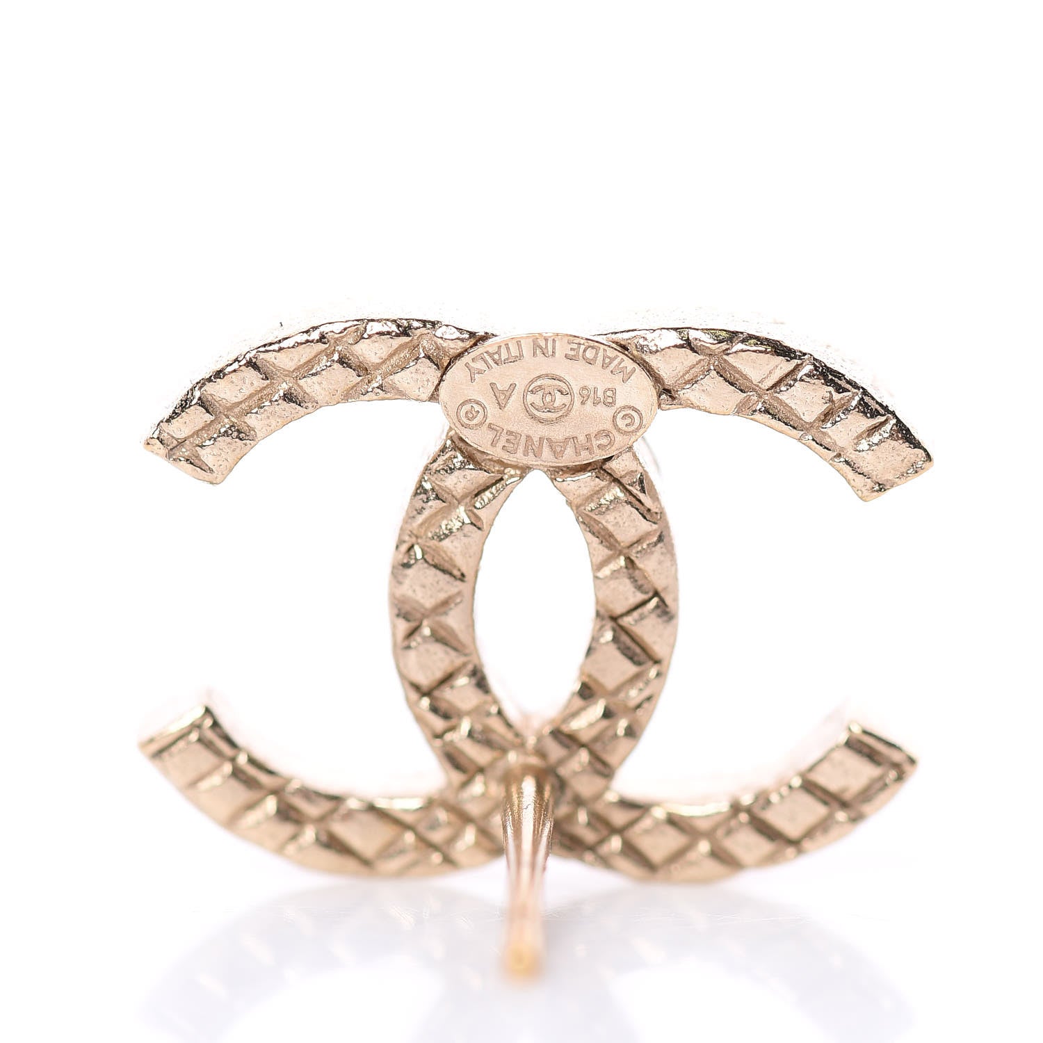 Chanel Quilted CC Earrings Gold 3 of 5