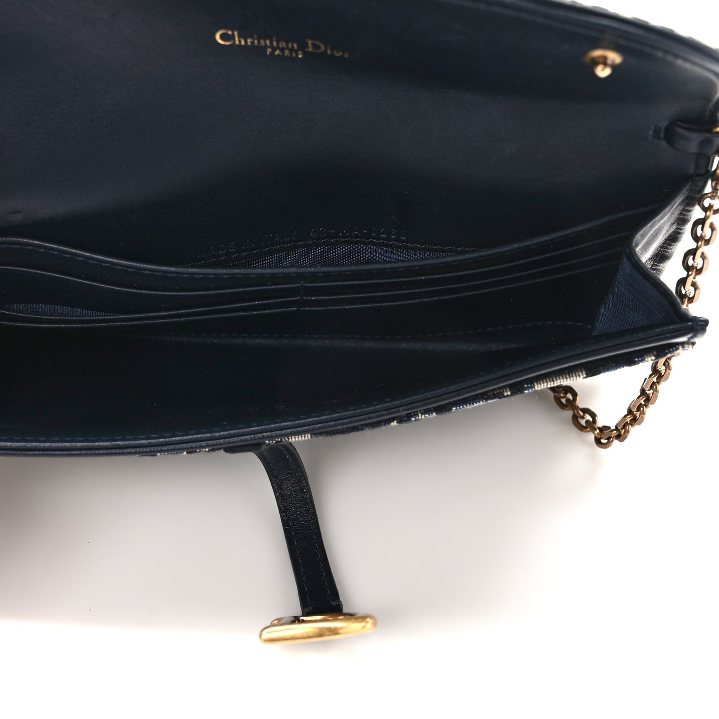 Oblique Saddle Chain Long Wallet Blue