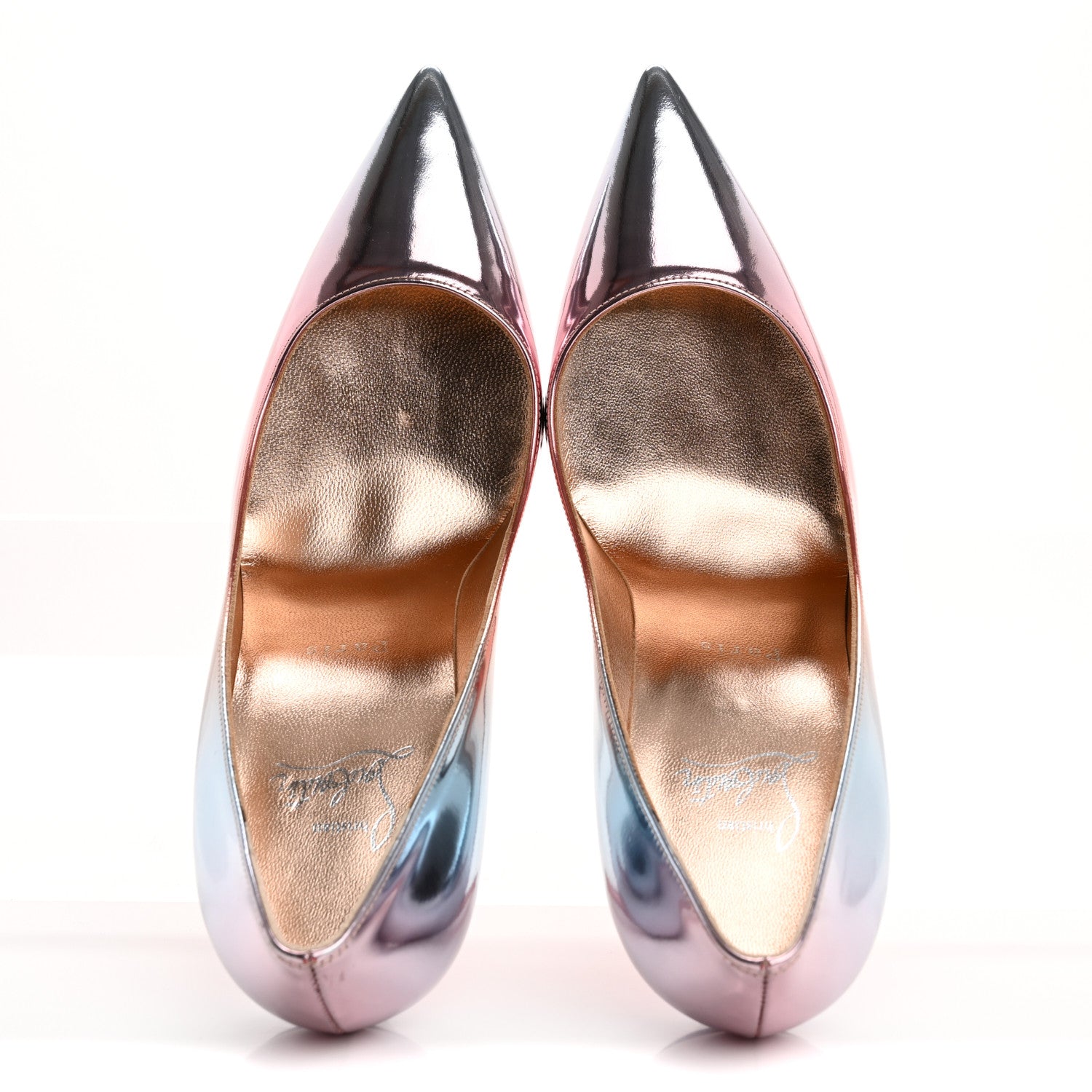 Christian Louboutin Metallic Degrade Specchio Kate 100 Pumps 38.5 Leche 2 of 9