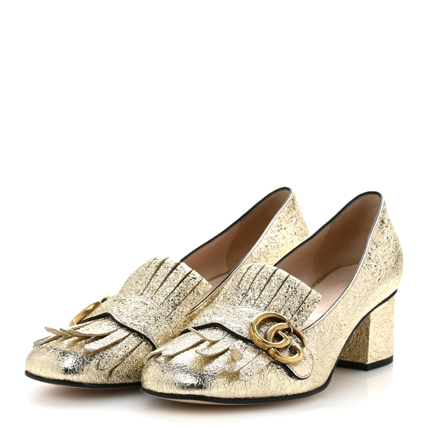 Gucci Galassia GG Marmont Fringe 50mm Loafer Pumps 39 Platino 4 of 12