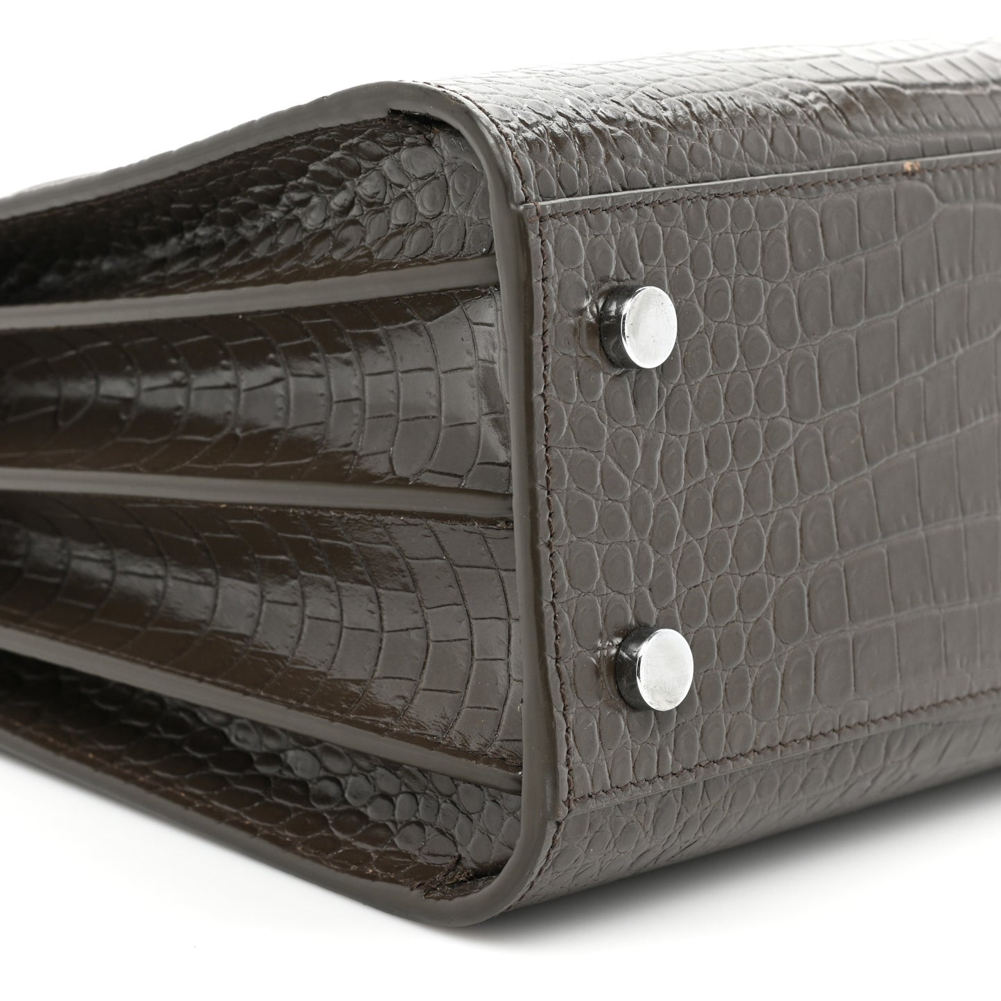 Calfskin Crocodile Embossed Baby Sac De Jour Dark Brown