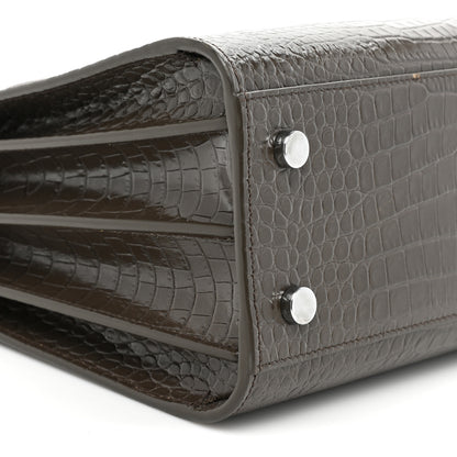Saint Laurent Calfskin Crocodile Embossed Baby Sac De Jour Dark Brown 10 of 13