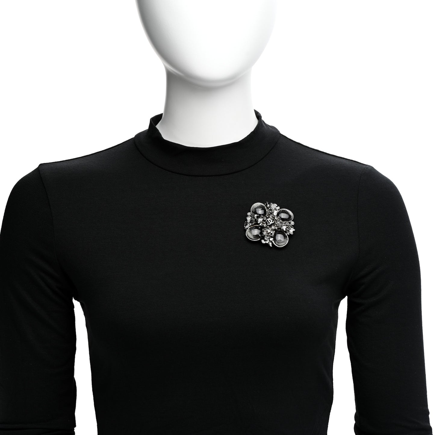 Ruthenium Resin CC Cross Brooch Silver