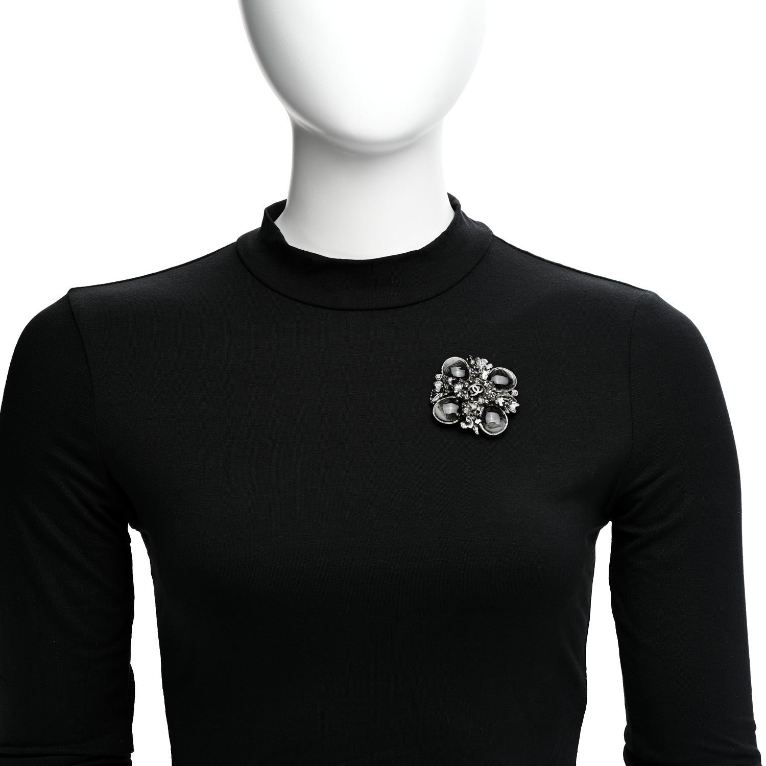 Chanel Ruthenium Resin CC Cross Brooch Silver 2 of 5