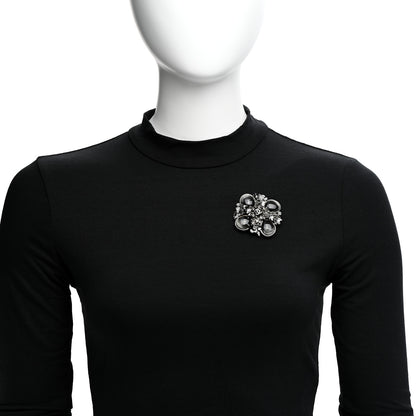 Chanel Ruthenium Resin CC Cross Brooch Silver 2 of 5
