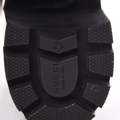 Gucci Calfskin Embroidered Lace Up Combat Ankle Boots 38.5 Black 6 of 10