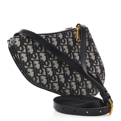 Christian Dior Oblique Saddle Pouch With Strap Navy Blue 3 of 10