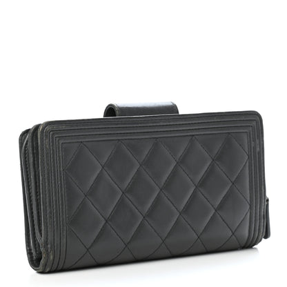 Chanel Lambskin Quilted Boy Zip Pocket Wallet Dark Grey 2 of 5